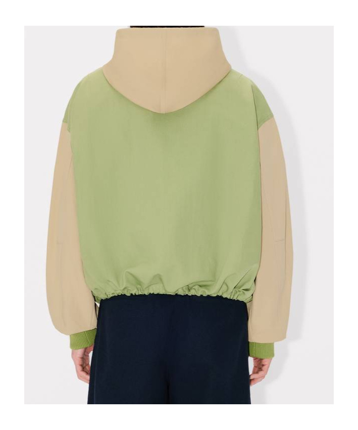 Kenzo Hooded Drawstring Hem Blazer With Ribbed Cuffs In Light Khaki