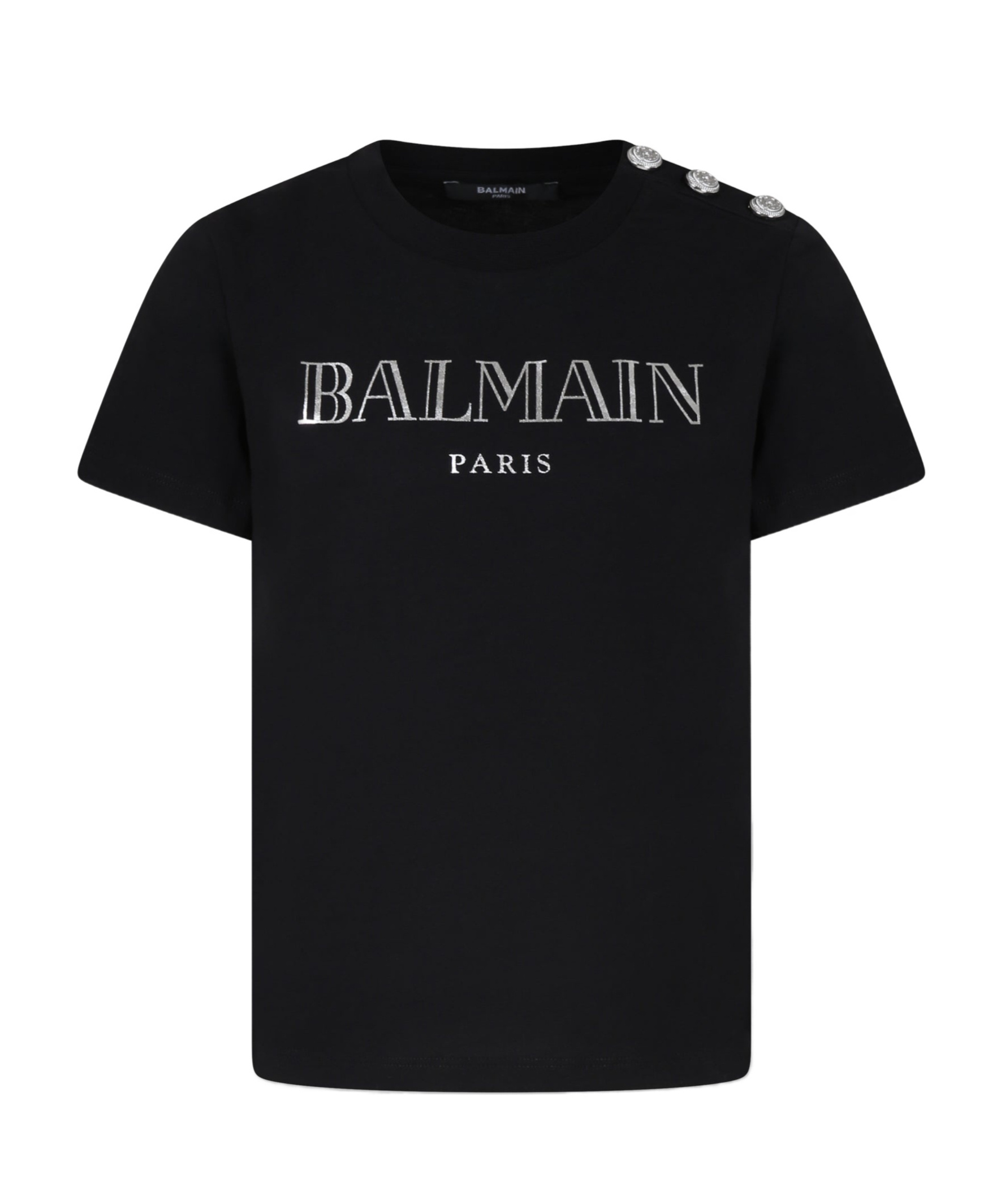Balmain Logo-embroidered Organic Cotton T-shirt In Black