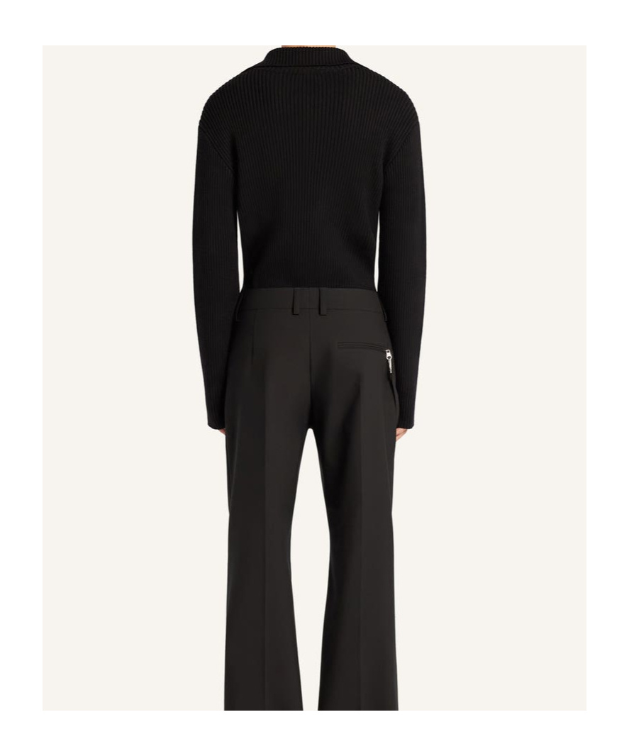 Courrèges Lapel Long Sleeve Sweater In Black