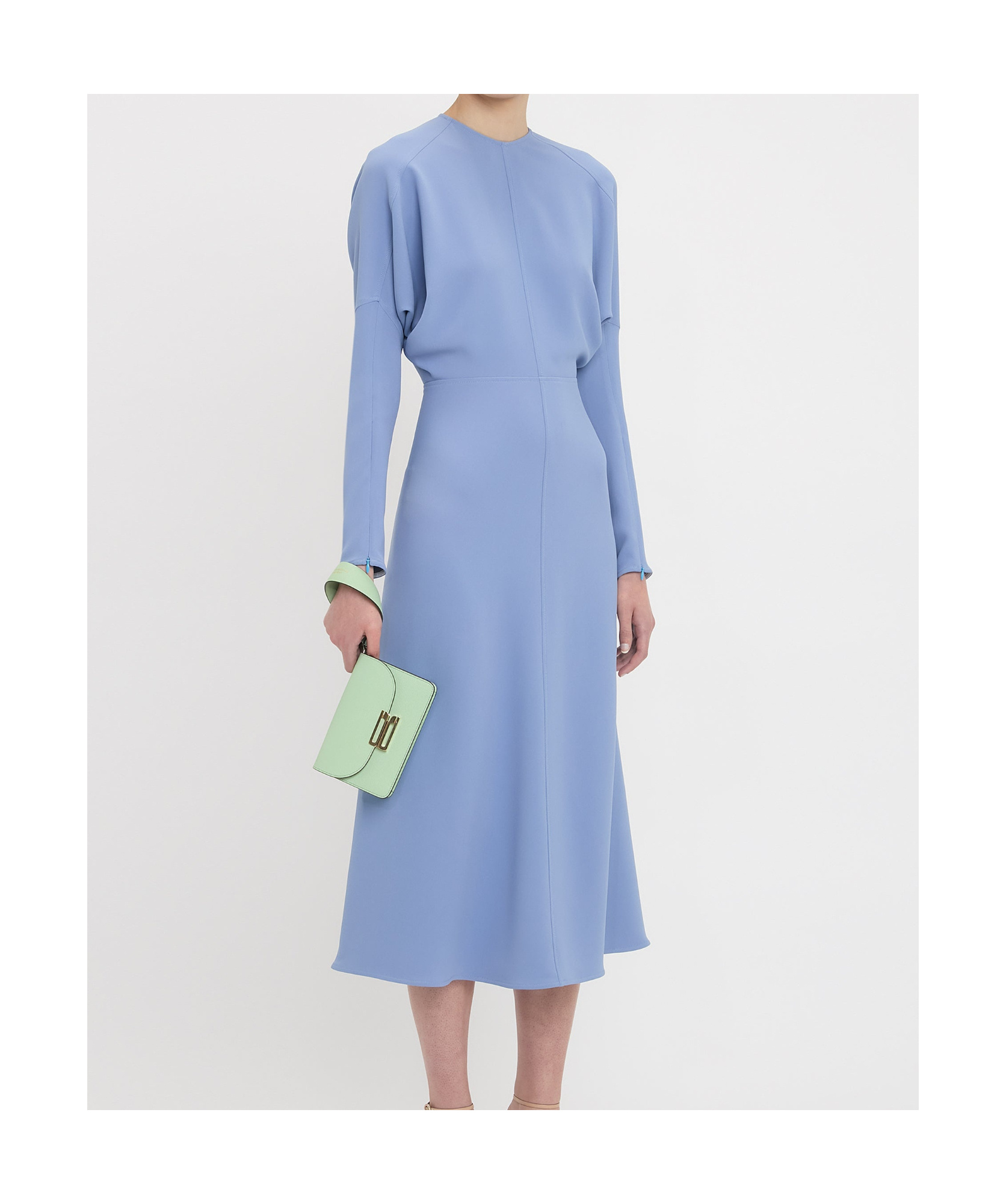 Victoria Beckham Classic Dolman Sleeve Midi Dress In Blue