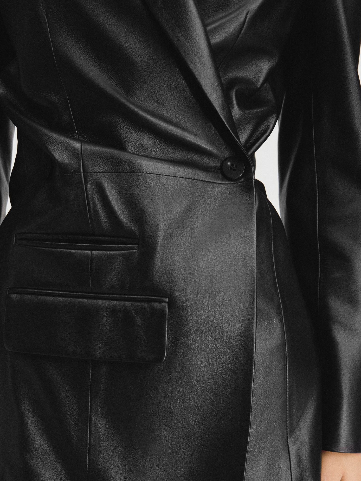 Shop Jacquemus Long-sleeved Leather Jacket In Black