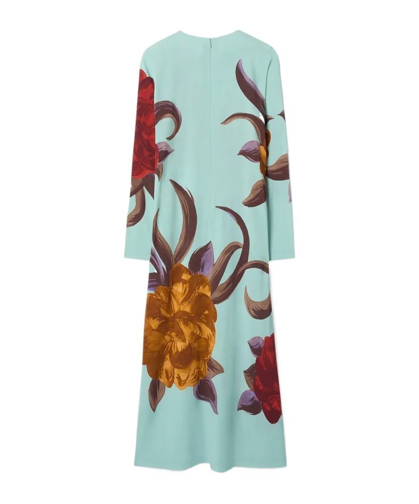 La Doublej Swing Lon-sleeve Floral Midi Dress In Multi