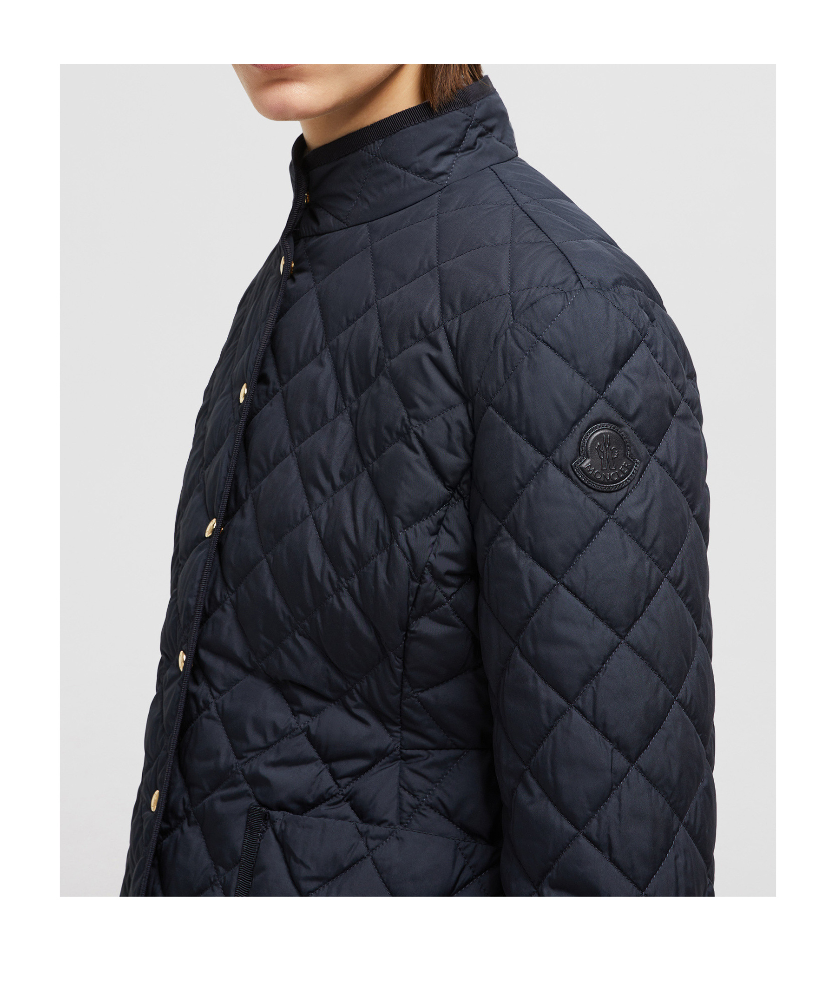 Moncler High-collar Long-sleeved Down Jacket In Blue