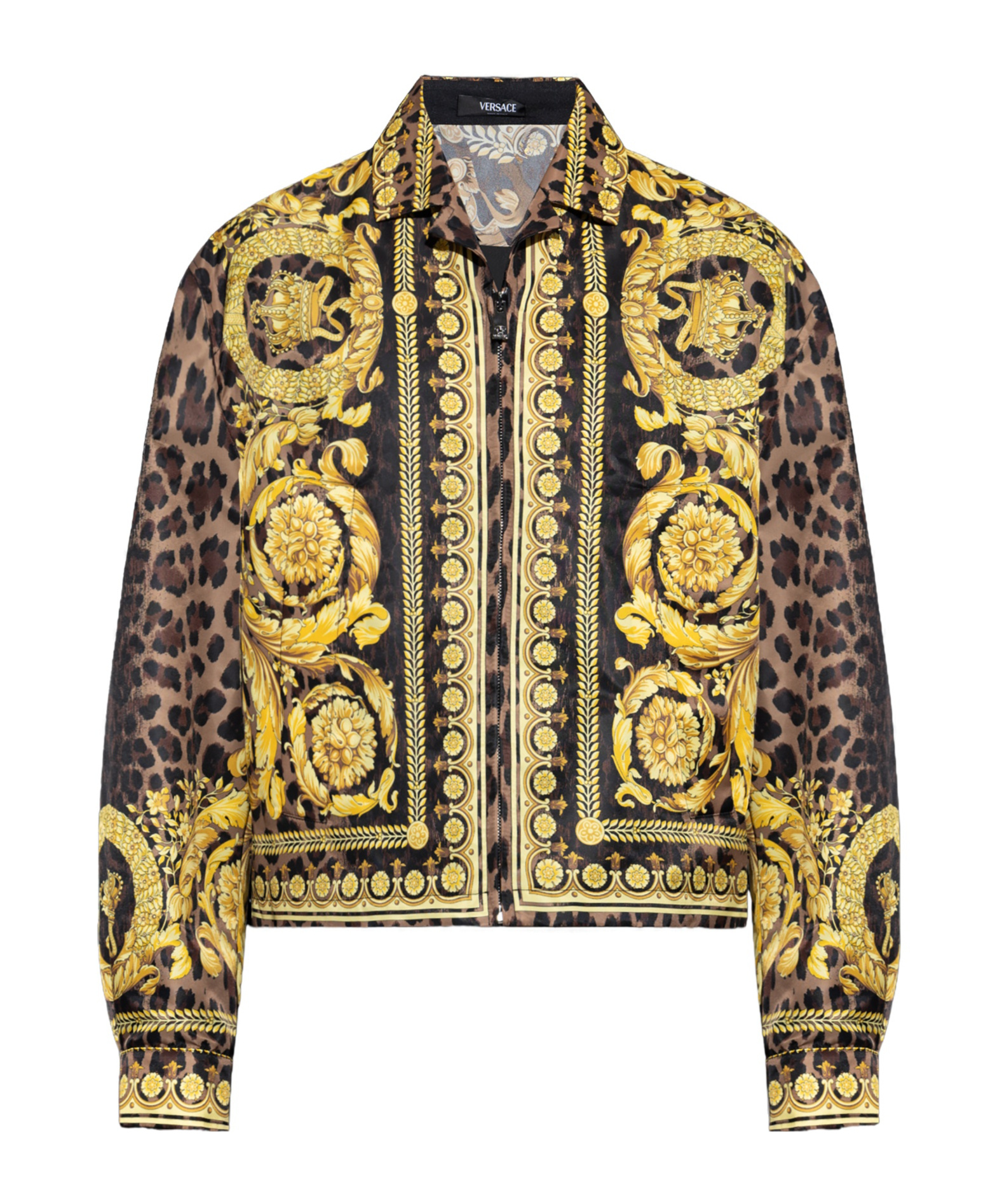Versace Collar Straight Hem Leopard Print Blazer In Multicolor