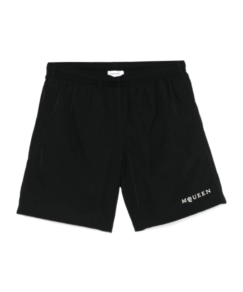 ALEXANDER MCQUEEN ALEXANDER MCQUEEN LOGO-EMBROIDERED ELASTICATED WAISTBAND SWIM SHORTS