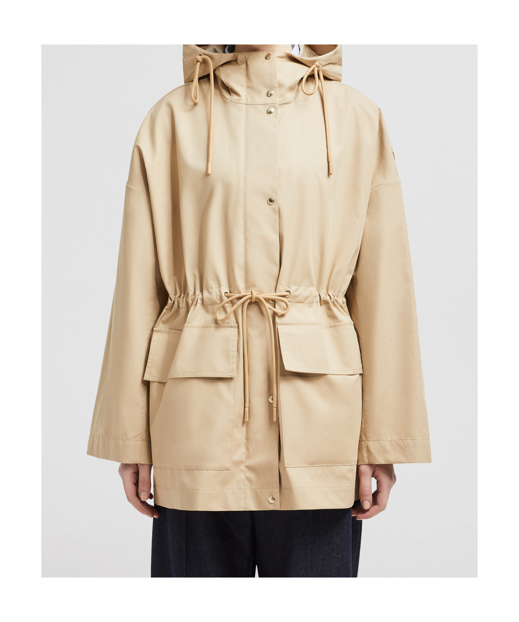 Shop Moncler Gaillon Hooded Cotton Parka Coat In Nude