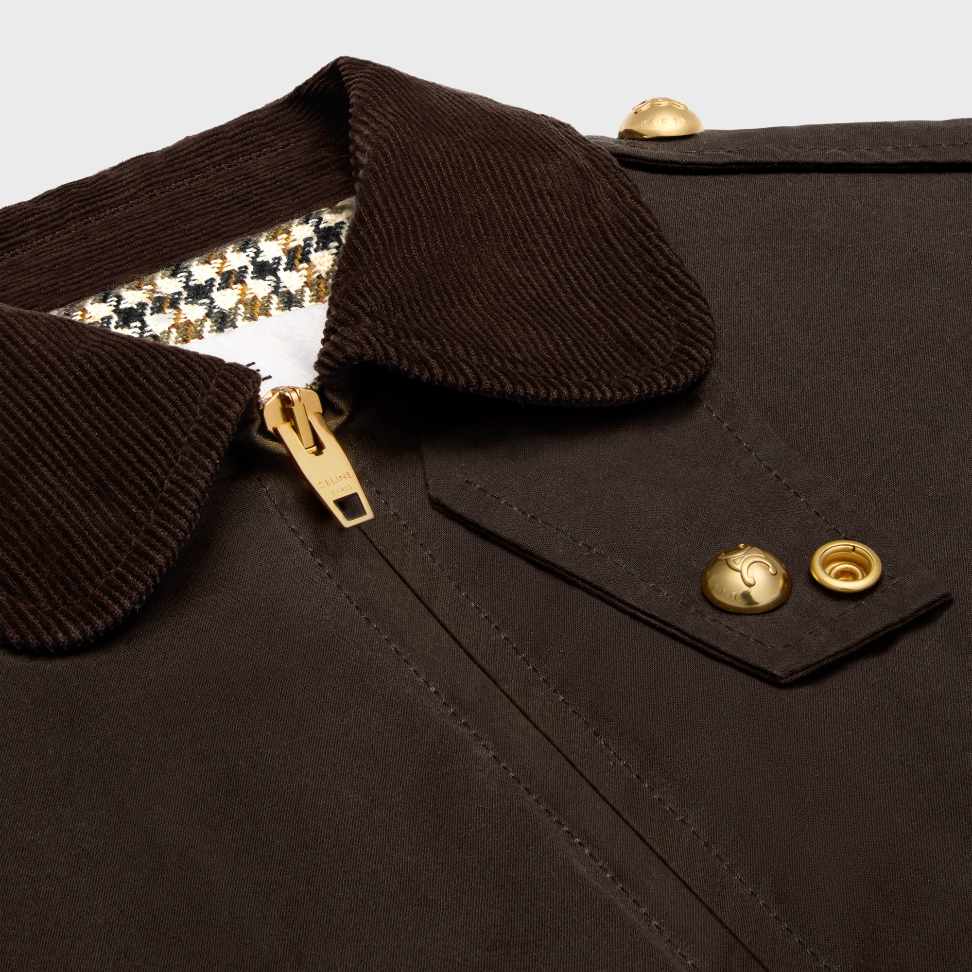 CELINE TRIOMPHE BLOUSON JACKET IN WAXED COTTON LINEN