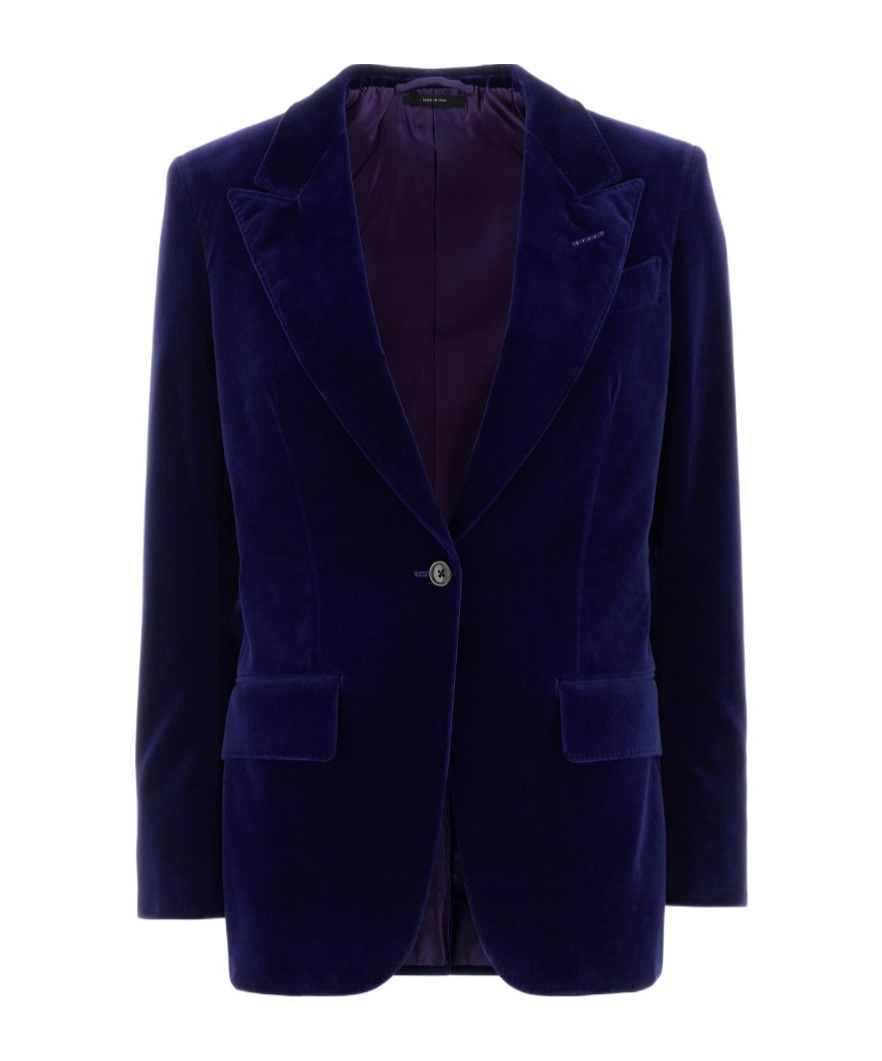 Tom Ford Fluid Velvet Shelton Cocktail Blazer In Blue