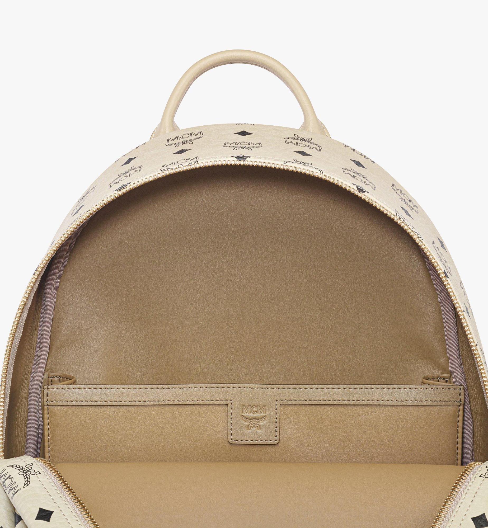 Mcm Stark Side Studs Backpack In Visetos In Sand