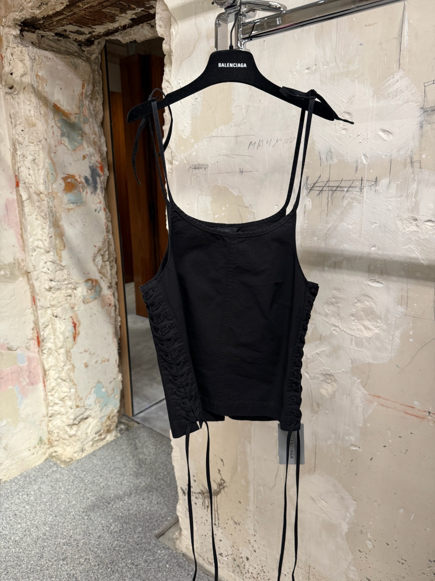 Balenciaga Lace-up Vest In Black