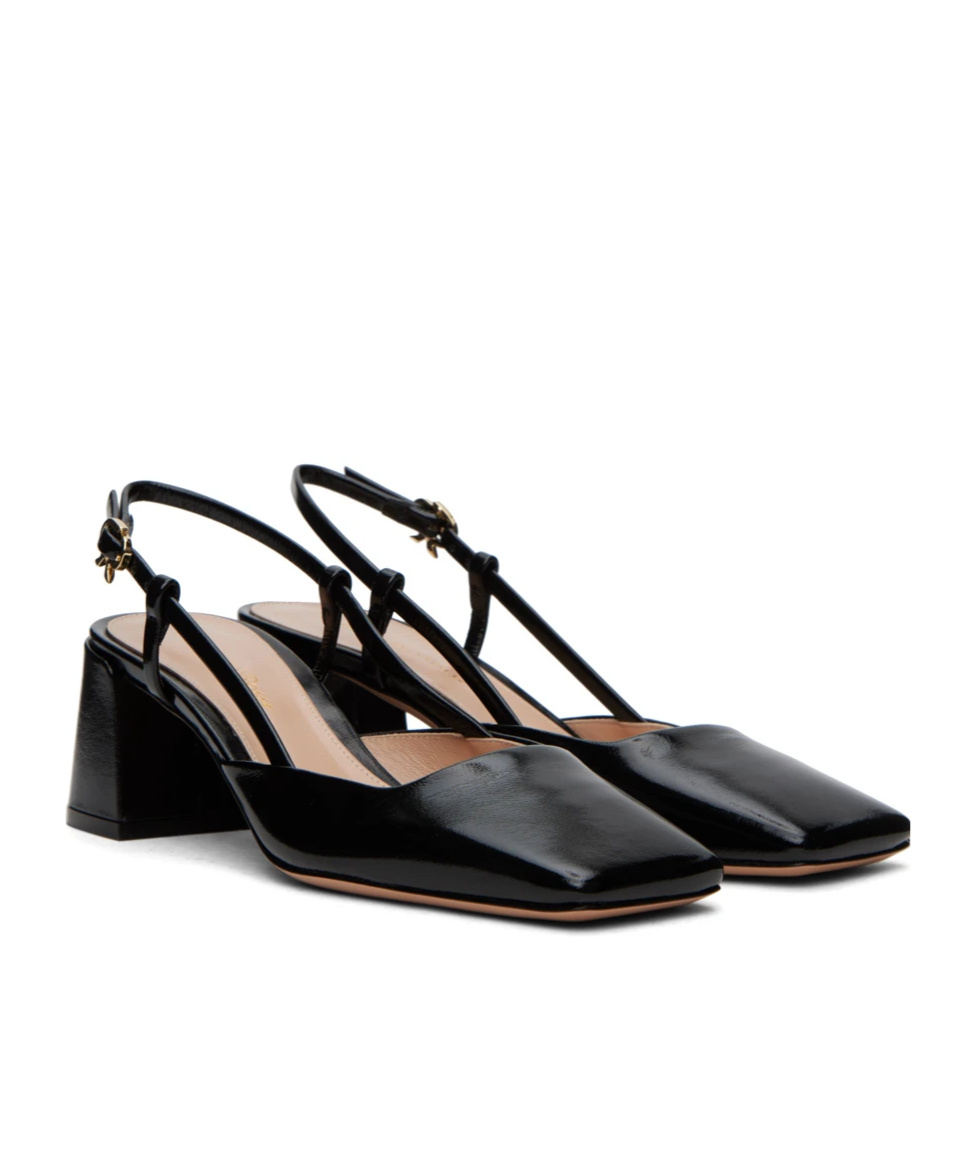 Shop Gianvito Rossi Freeda Sling 55 Square Toe Heels In Black