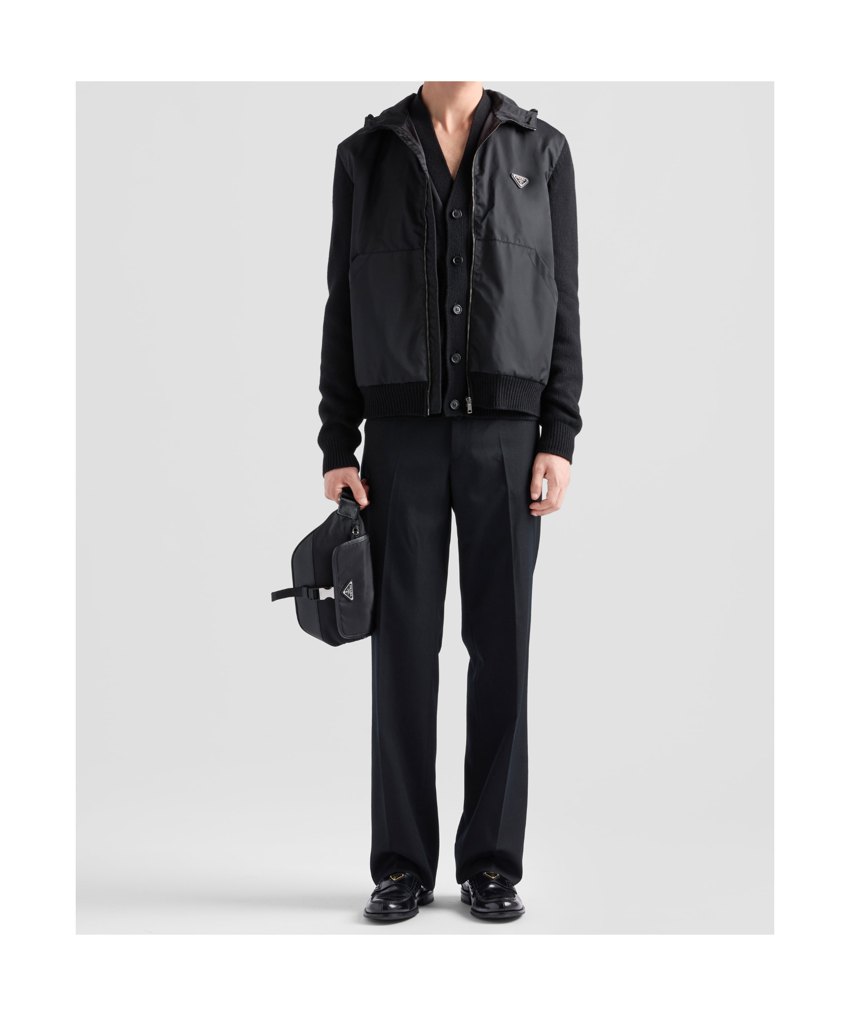 Prada Cashmere And Wool Cardigan In Black