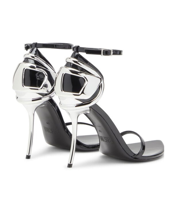 Diesel High Heel Open Toe Sandal With Metallic Detail