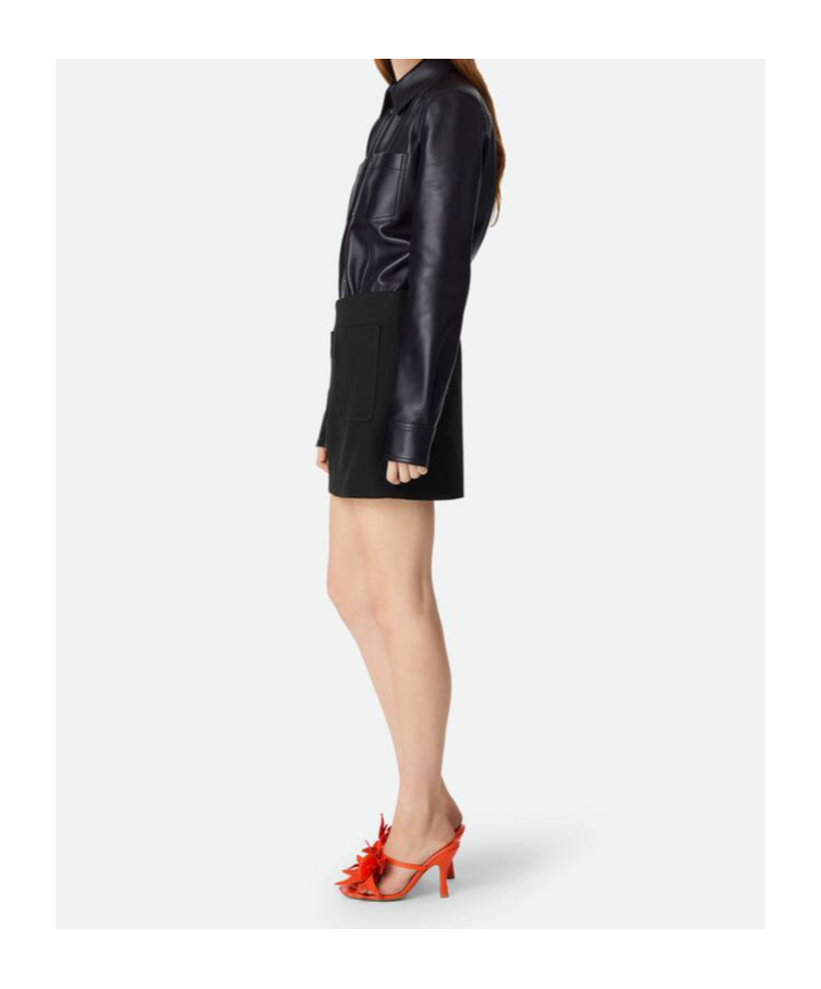 Shop Bottega Veneta Double Cotton Skirt In Black