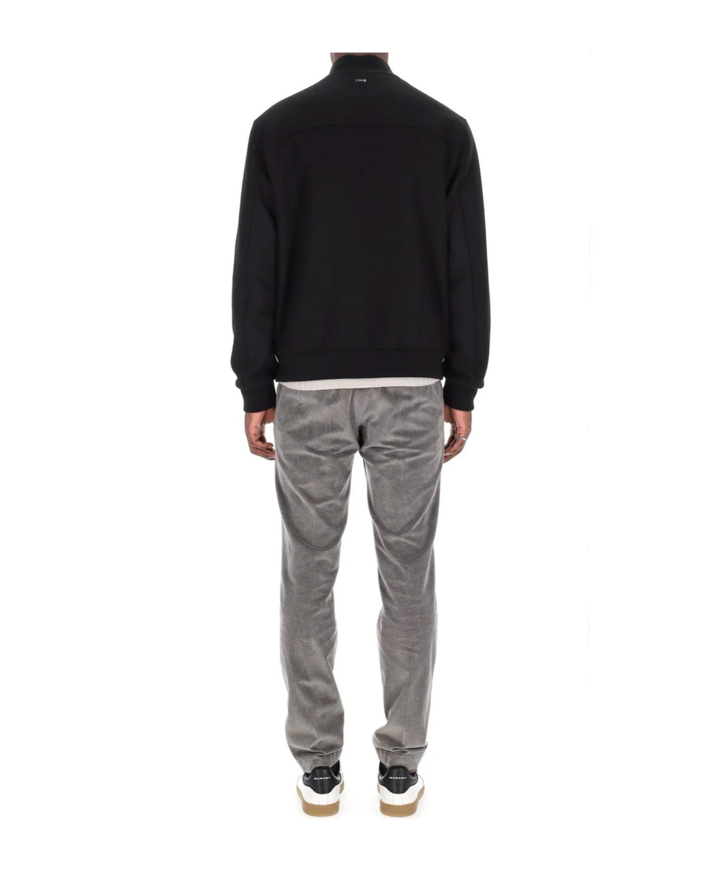 Herno Ribbed Collar Bomber Jacket And Pockets In Black