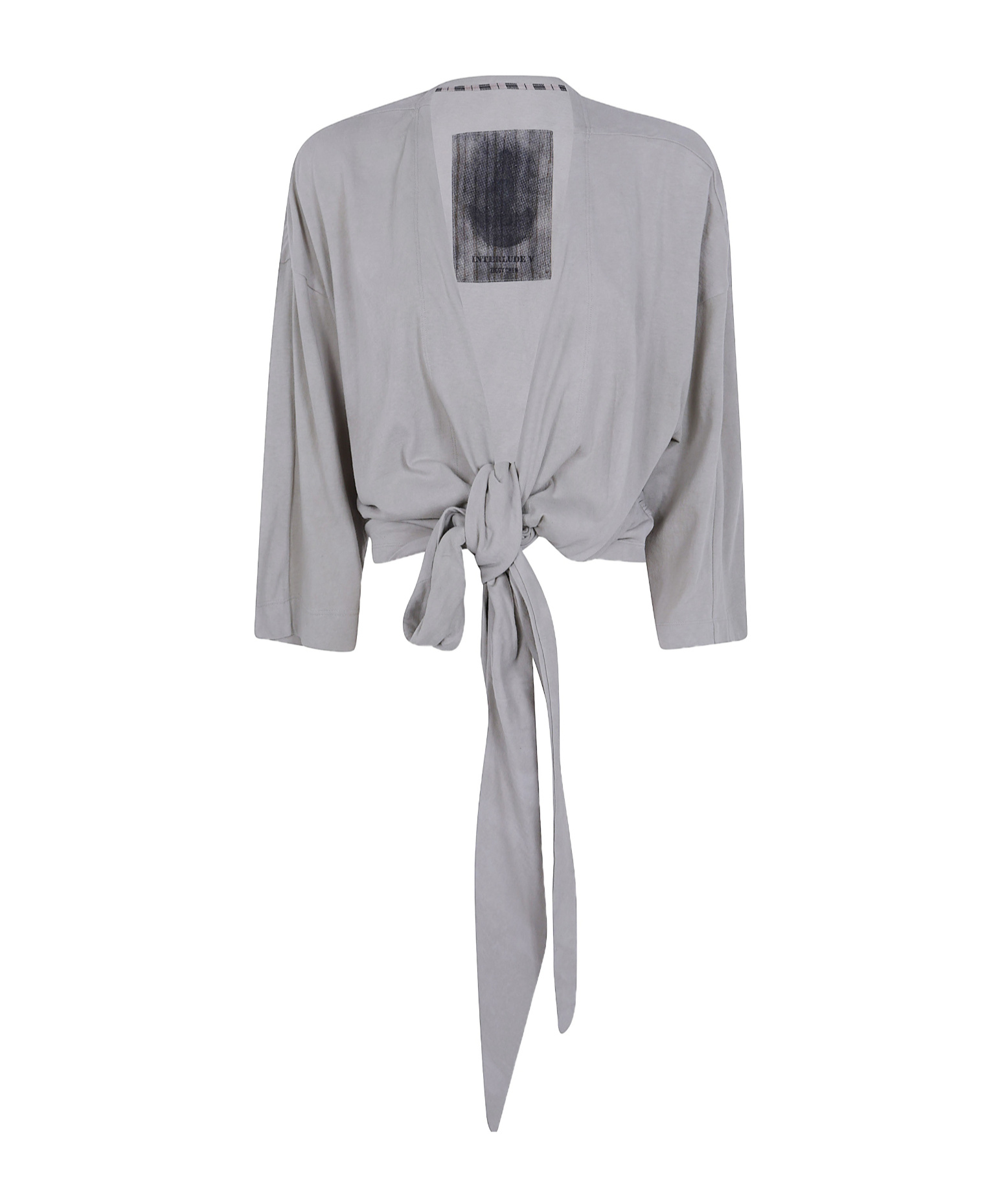 Ziggy Chen Collarless Jersey T-shirt In Gray