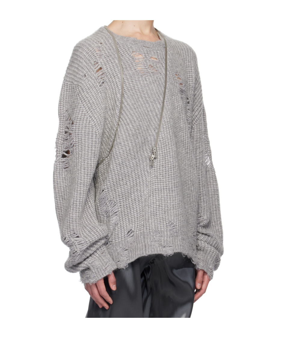 Heliot Emil Gray Distressed Sweater In Gray