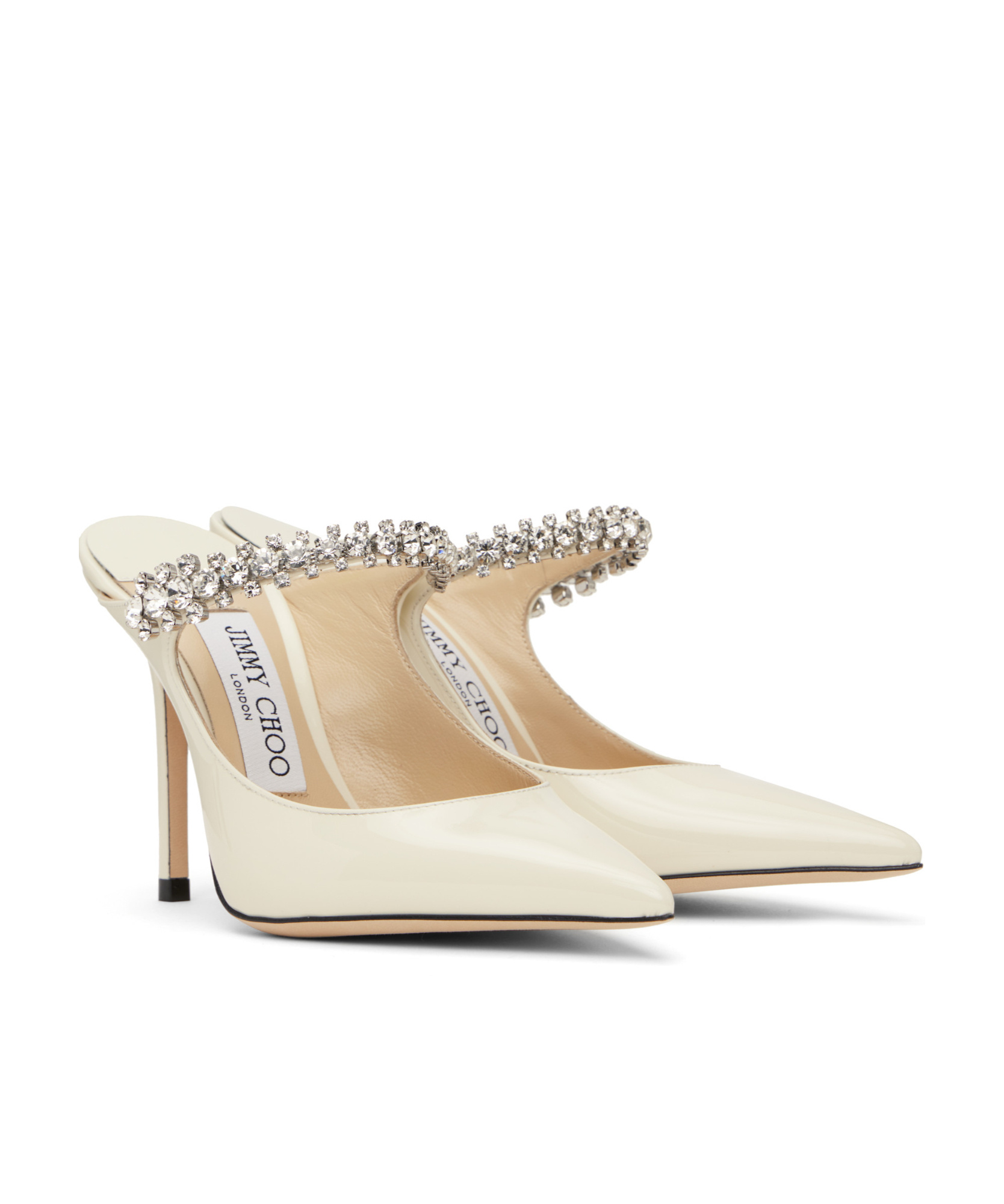 Jimmy Choo Lizard-embossed Leather Bing Mules Women In White