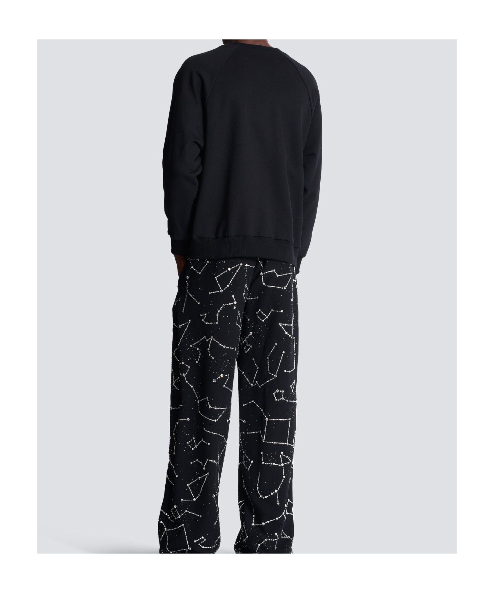 Shop Balmain Galaxy Embroidered Sweatshirt In Black