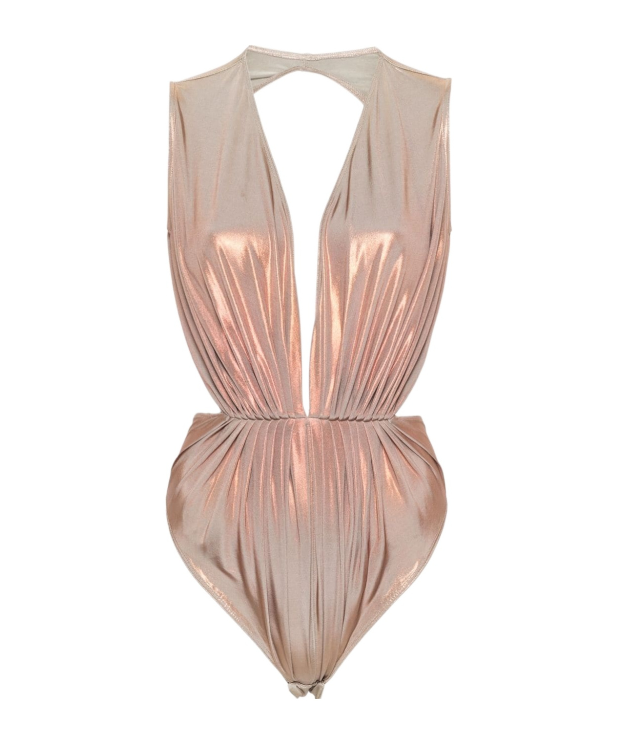 Rick Owens Open Back Deep V-neck Bodysuit In Nude