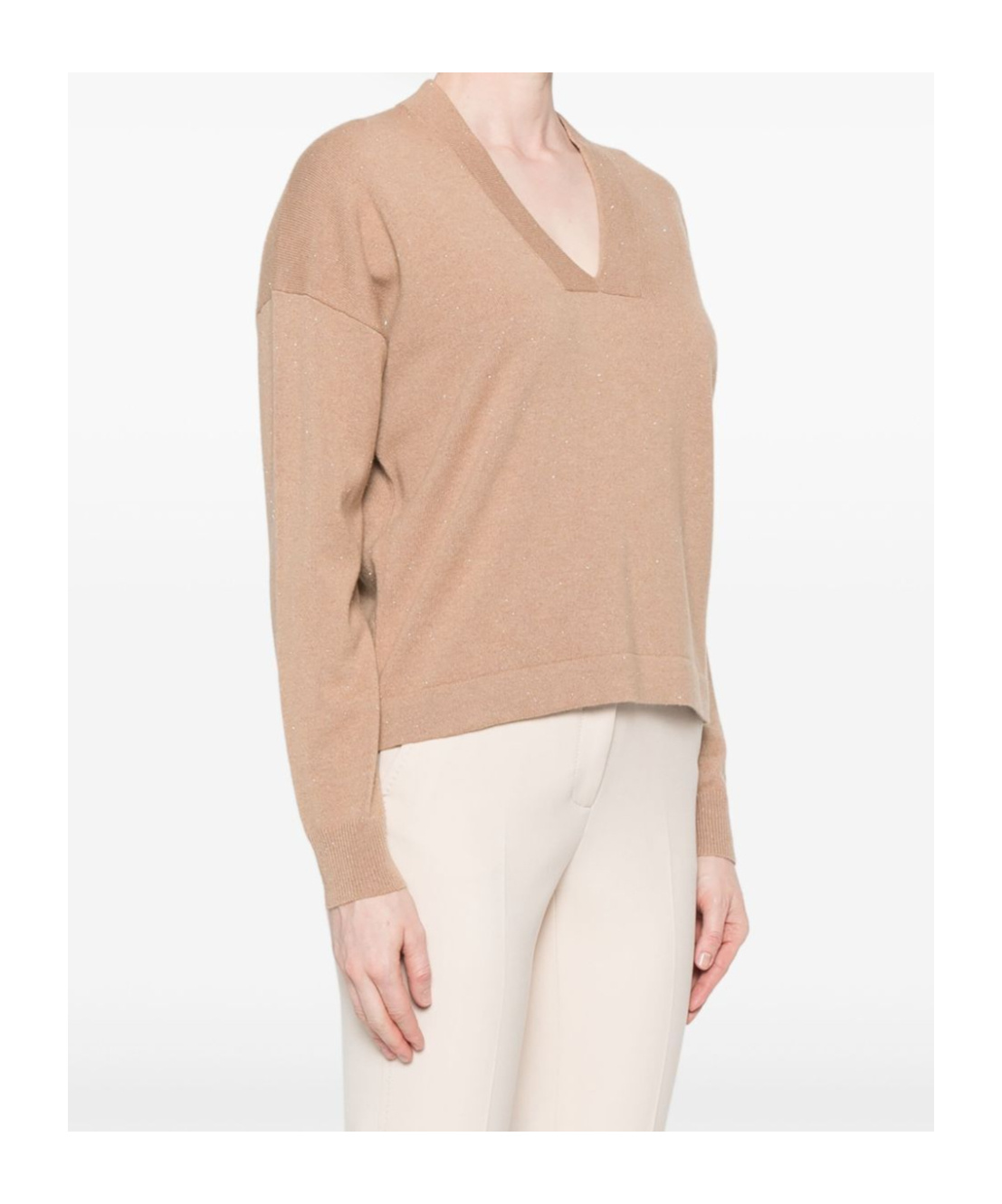 Peserico Metallic-threading Jumper In Nude