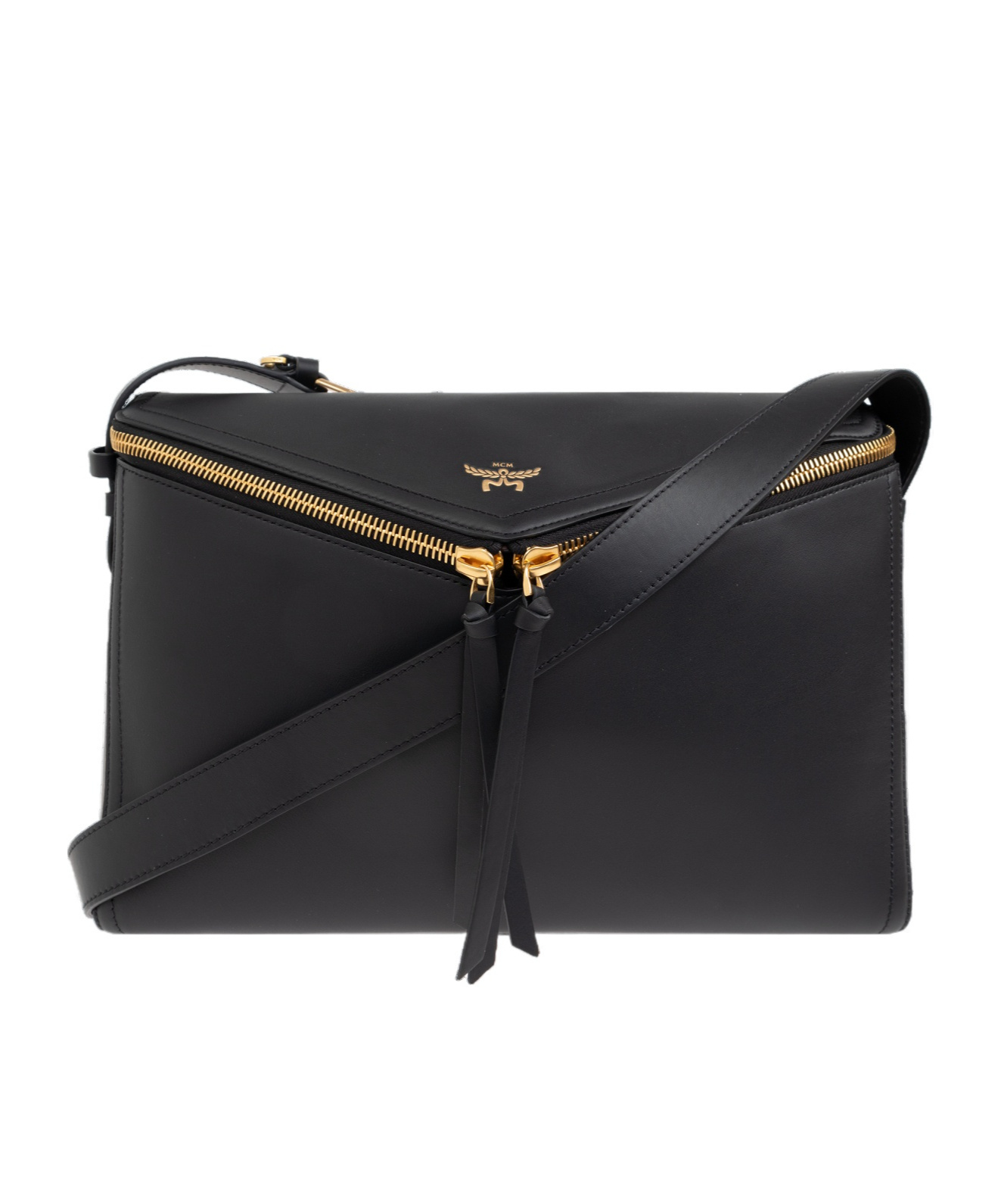Mcm Zippered Shoulder Bag In Black