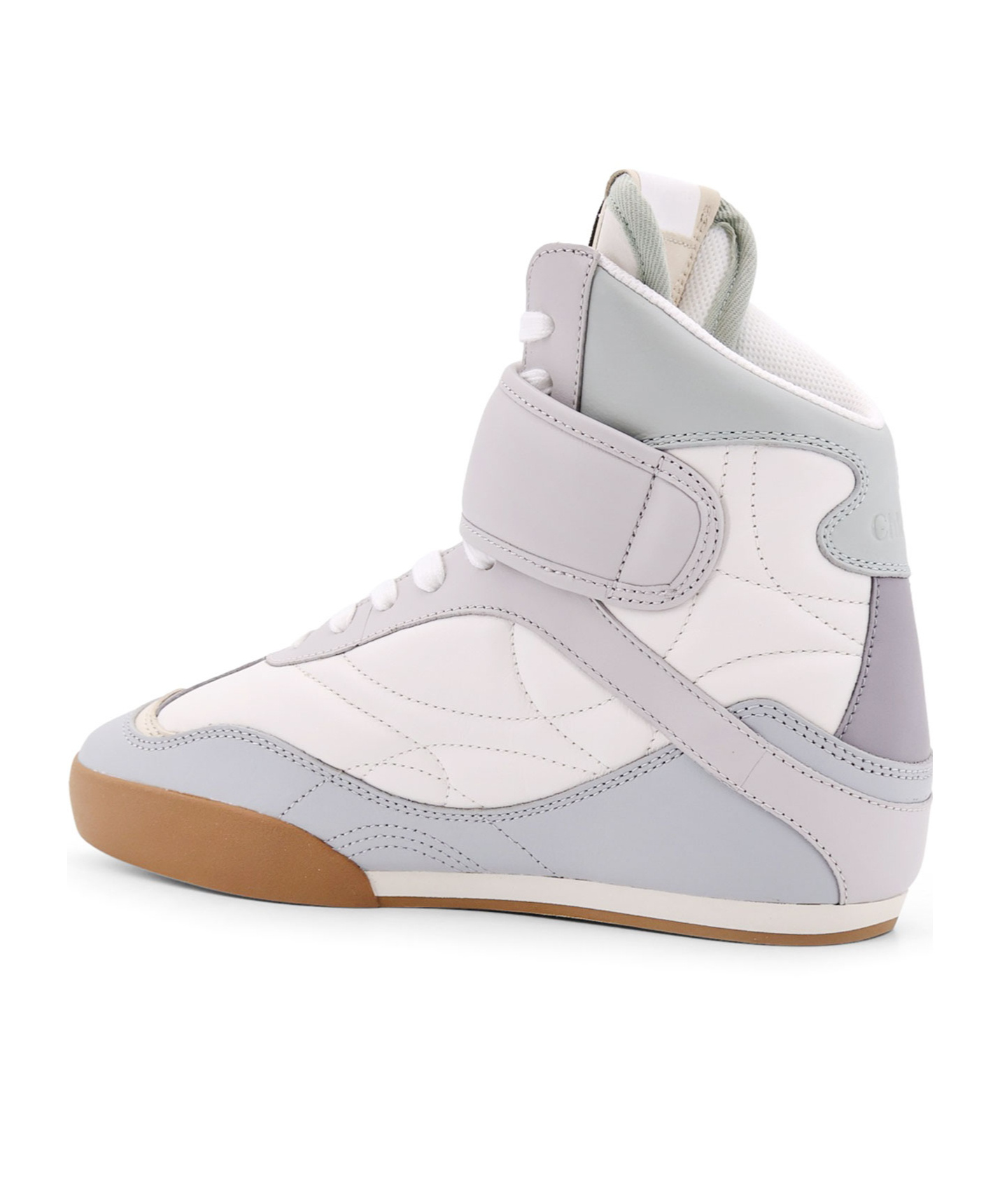 Chloé Almond Toe High-top Sneaker With Quilted Panels In White