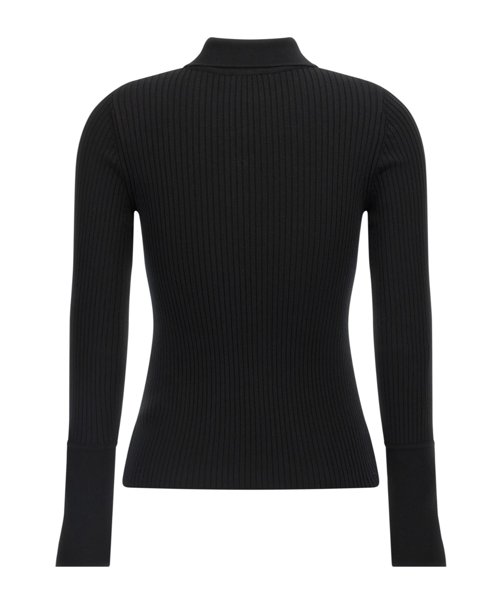 Courrèges Fitted Ribbed Long-sleeve Top With Unique Collar In Black