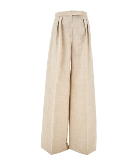 Max Mara Rauche High-rise Linen Wide-leg Pants In Nude