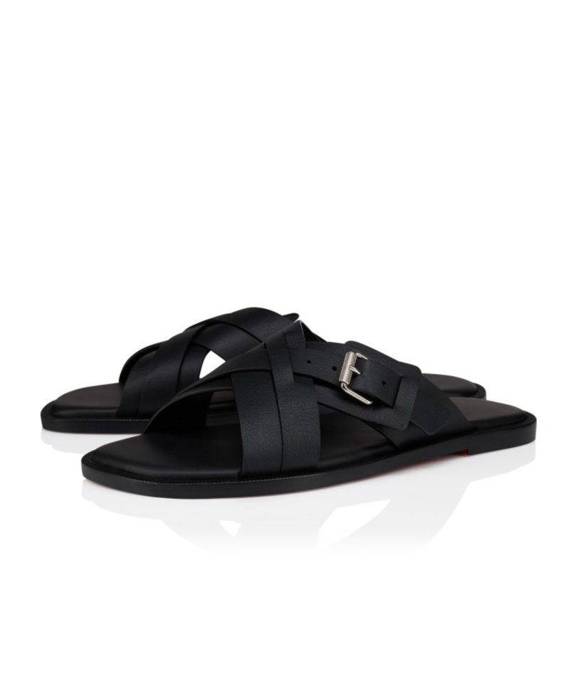 Christian Louboutin Leather Emircross Sandals In Black