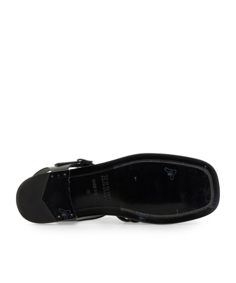 Hereu Smooth Grain Leather Cage Design Sandals In Black