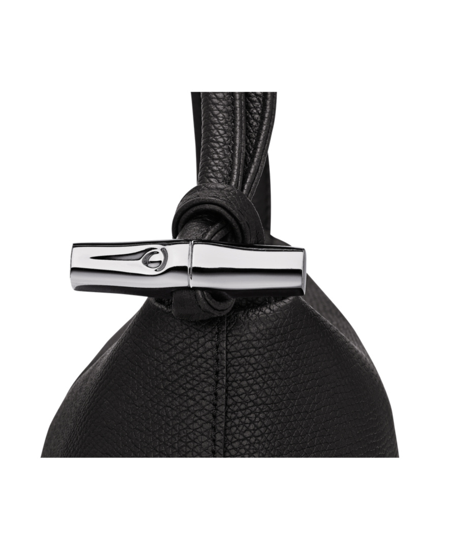 Longchamp Shoulder Bag Rectangular Shape Textured Surface Handle In Black
