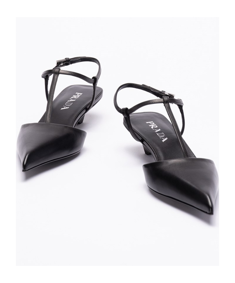 Prada 35 Calf Leather Pumps In Black