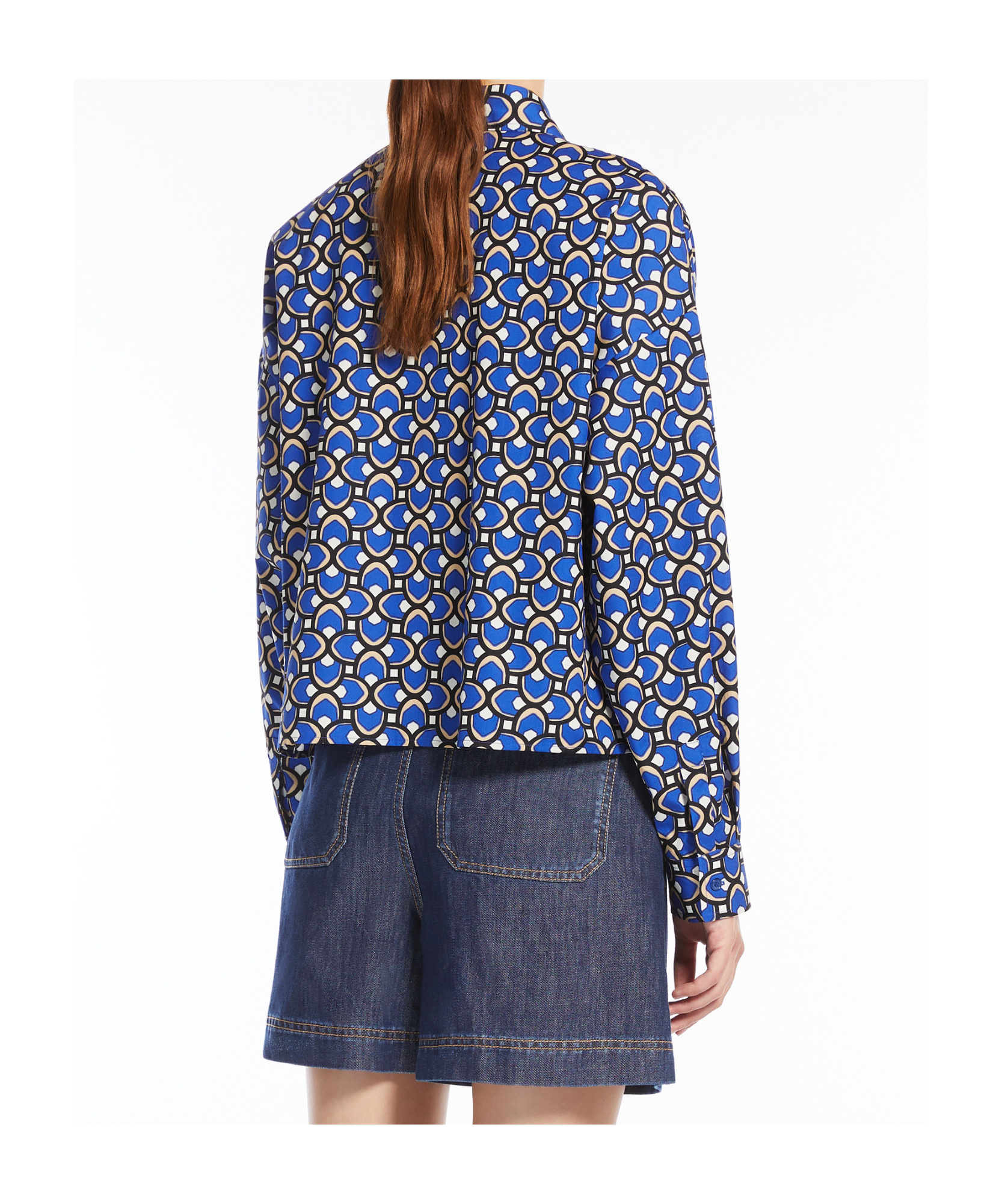 Weekend Max Mara Cotton Long-sleeved Shirt In Blueberry Color