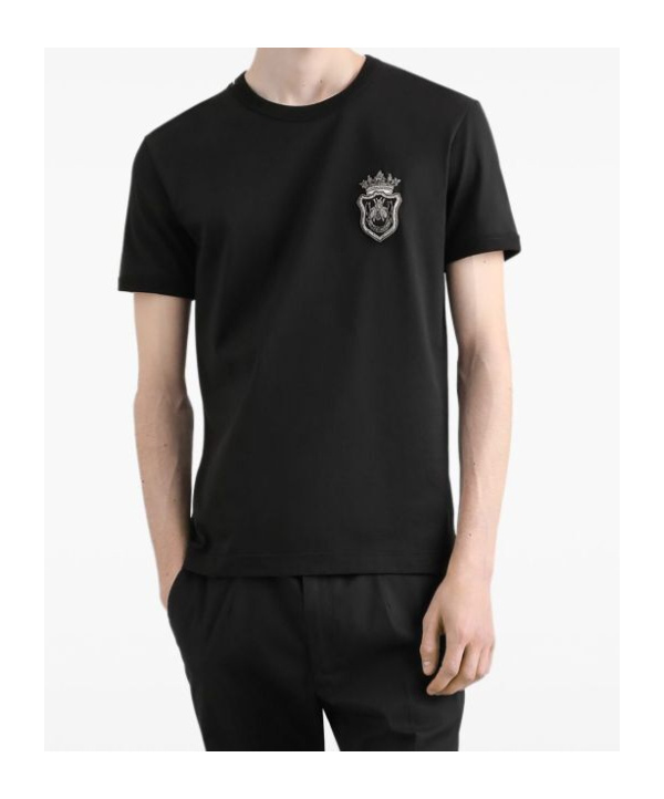 Shop Dolce & Gabbana Embroidered Logo T-shirt In Black