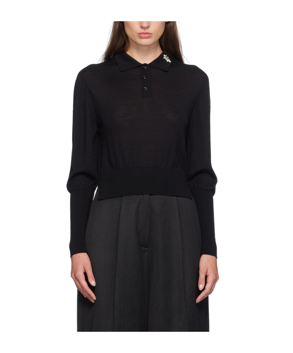 SIMONE ROCHA LAPEL BUTTON-DOWN SWEATER