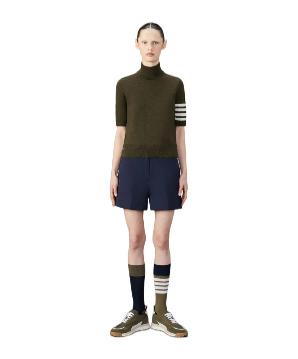 Thom Browne 4-bar High-neck Knitted Top In Black