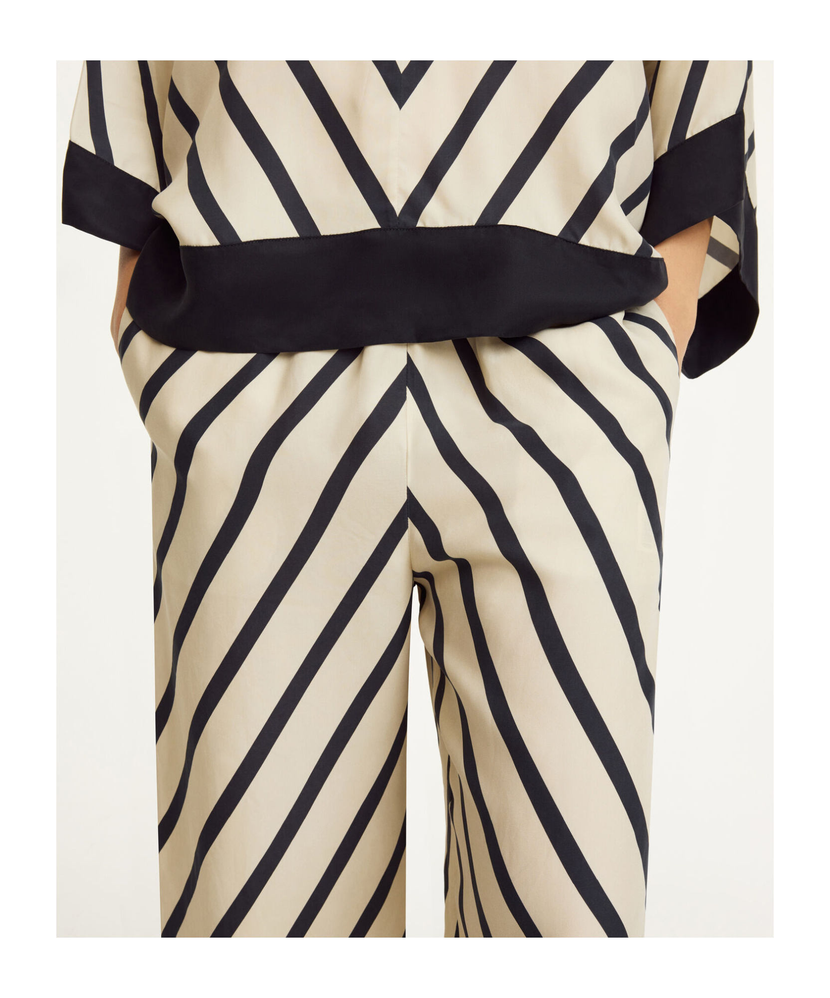 Shop By Malene Birger Striped Wide-leg Trousers In Diagonal Stripe