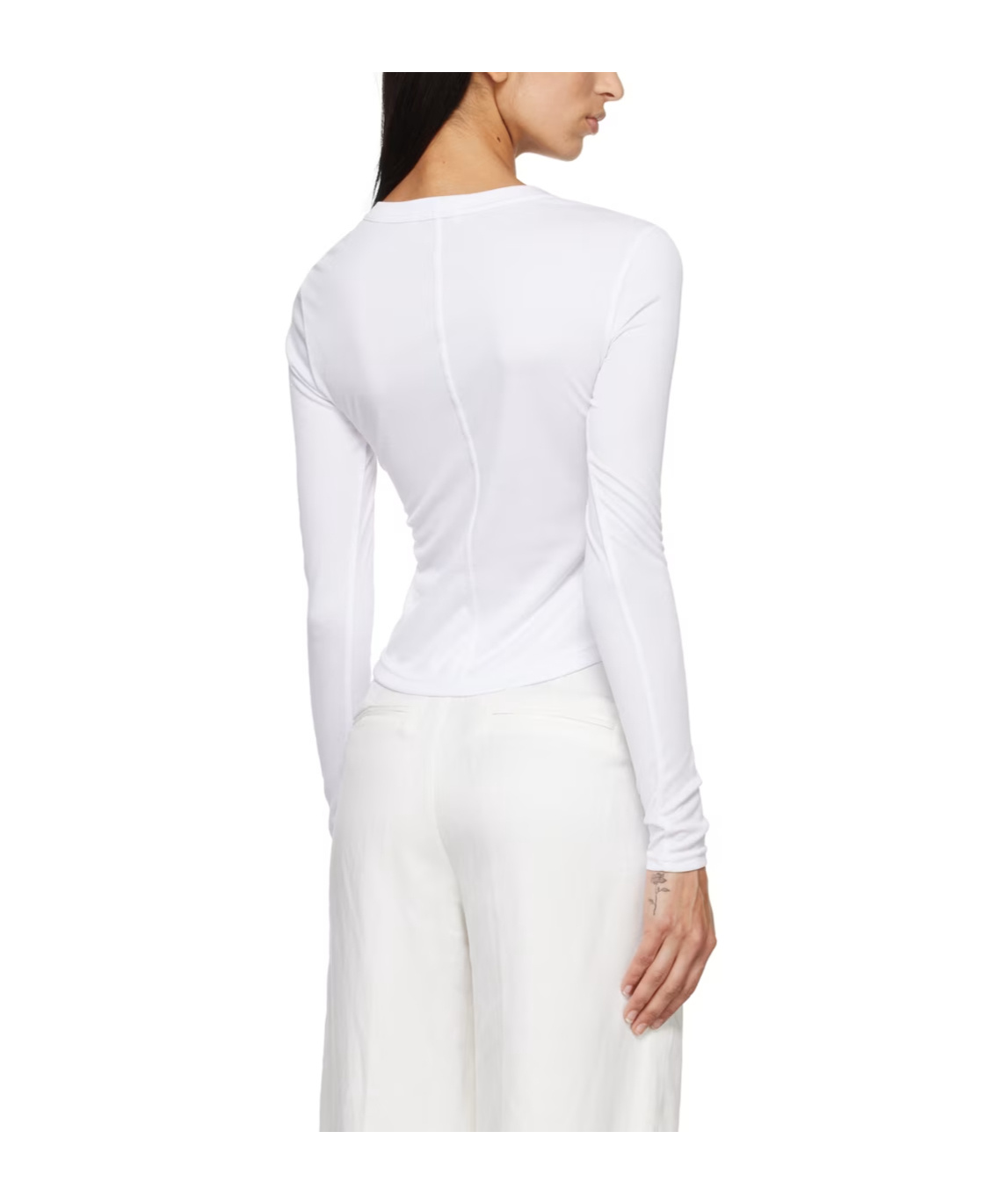 Anine Bing White Jane Long Sleeve T-shirt In White