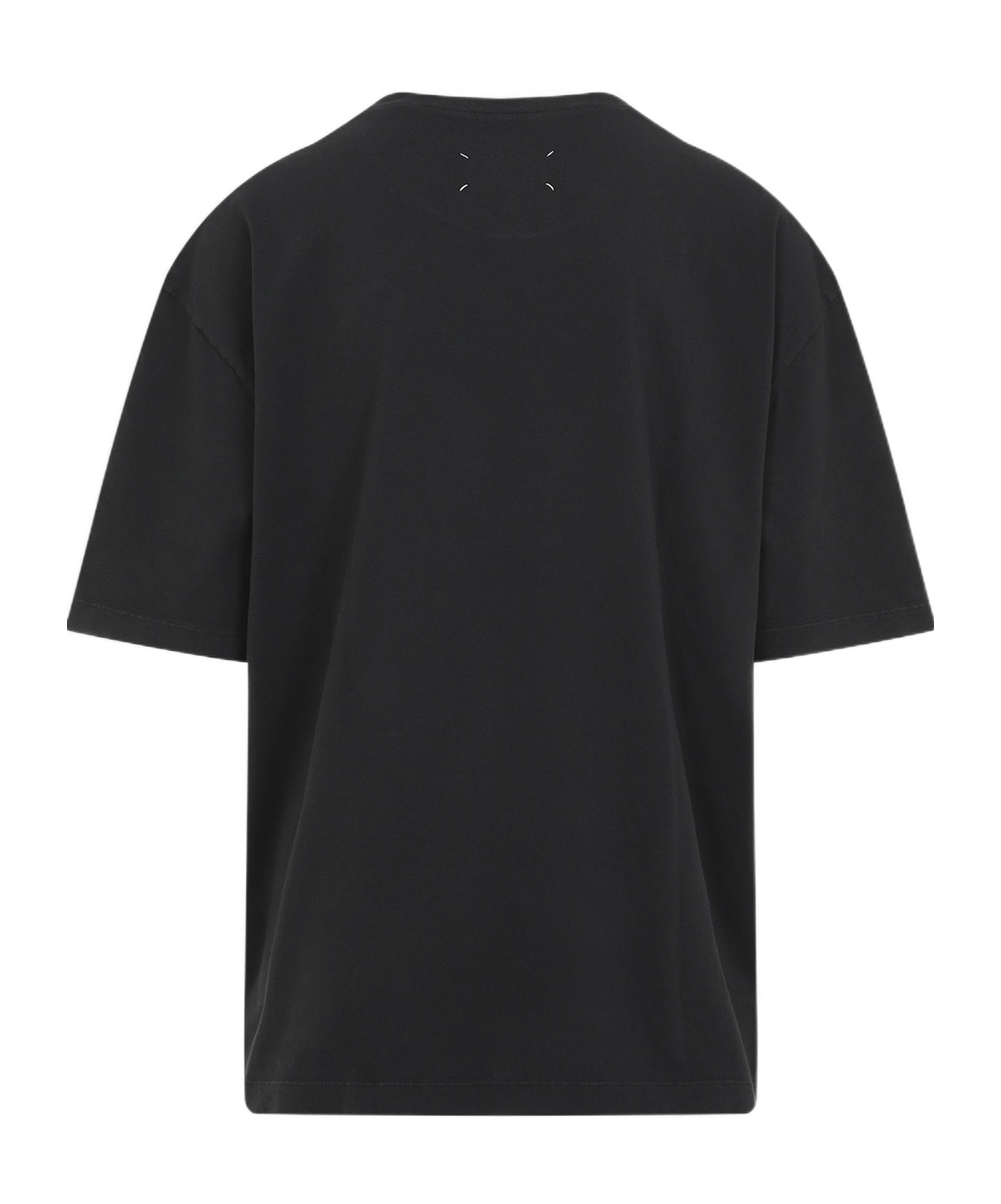 Maison Margiela Topstitched Logo Oversized T-shirt In Black