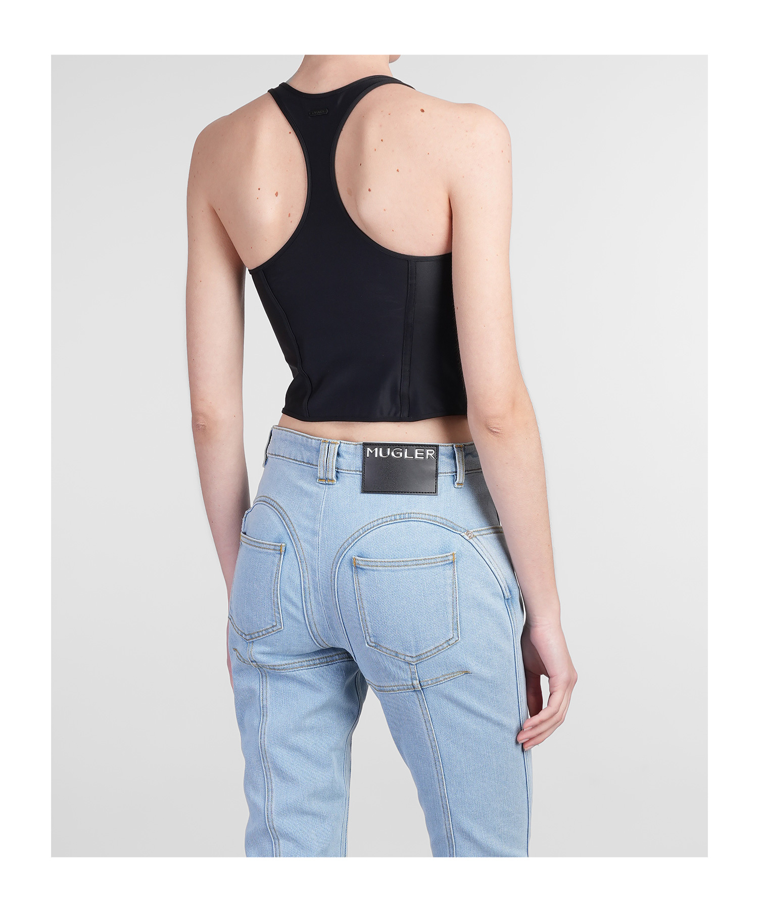 Mugler Sleeveless Corset In Blue