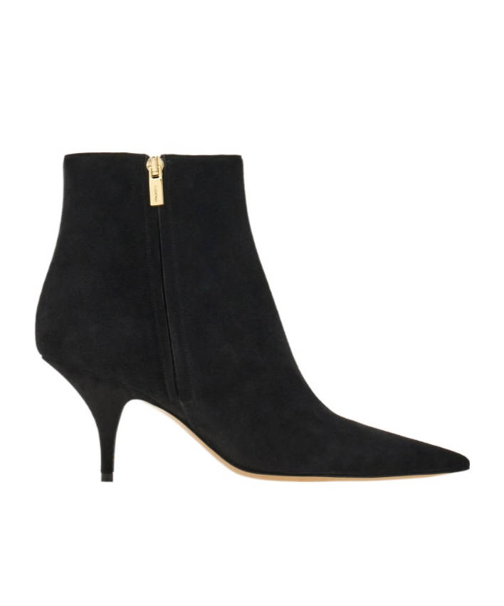 Ferragamo Agia 70 Cut-out Suede Ankle Boots In Black