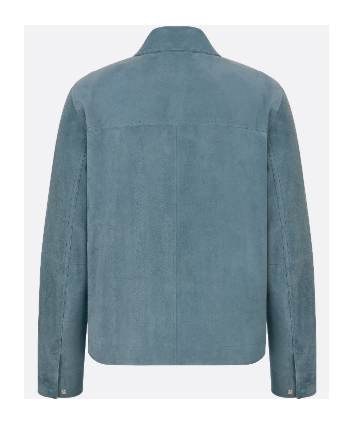 Dior Long-sleeved Leather Jacket In Blue