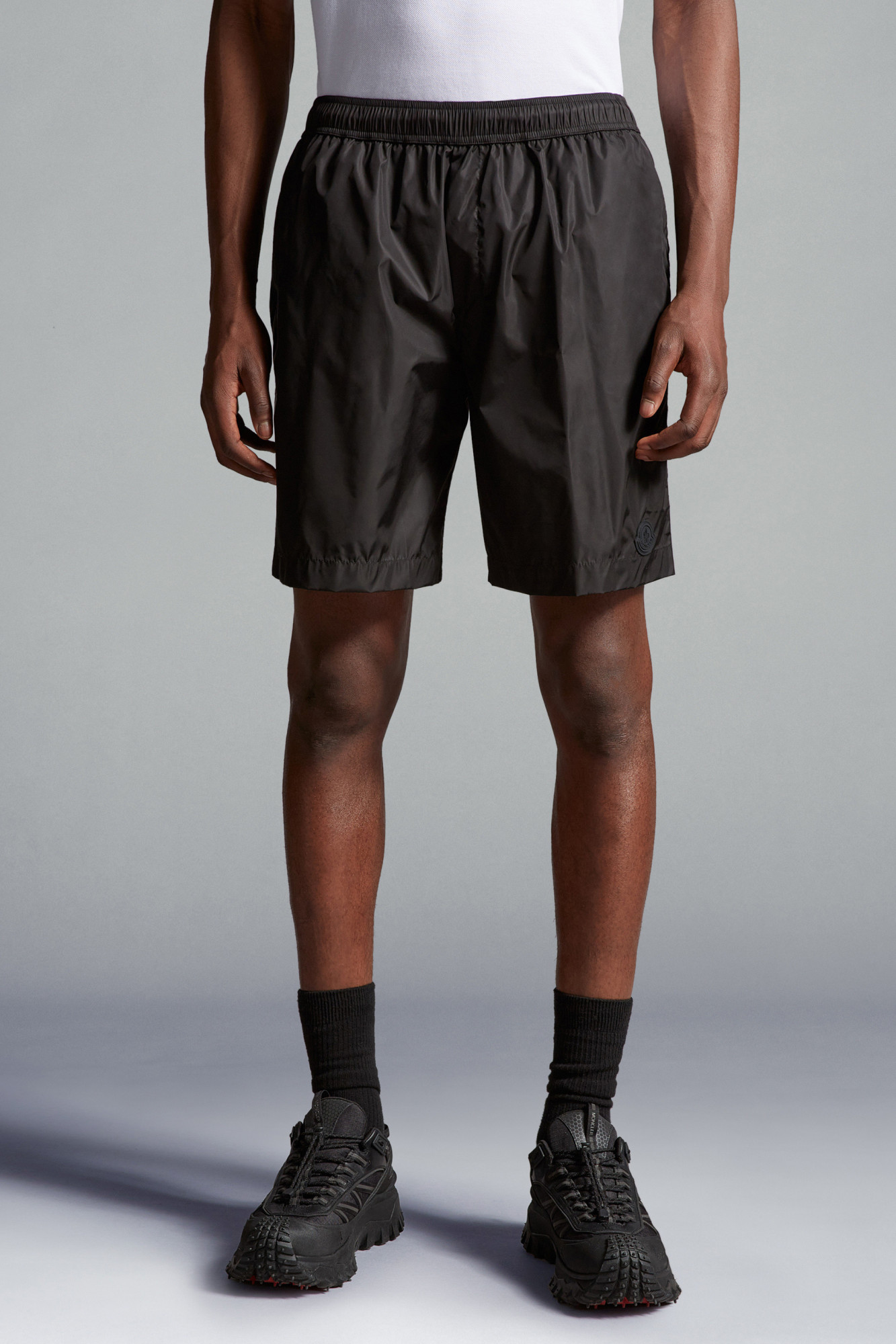 Moncler Logo-patch Swim Shorts In Black