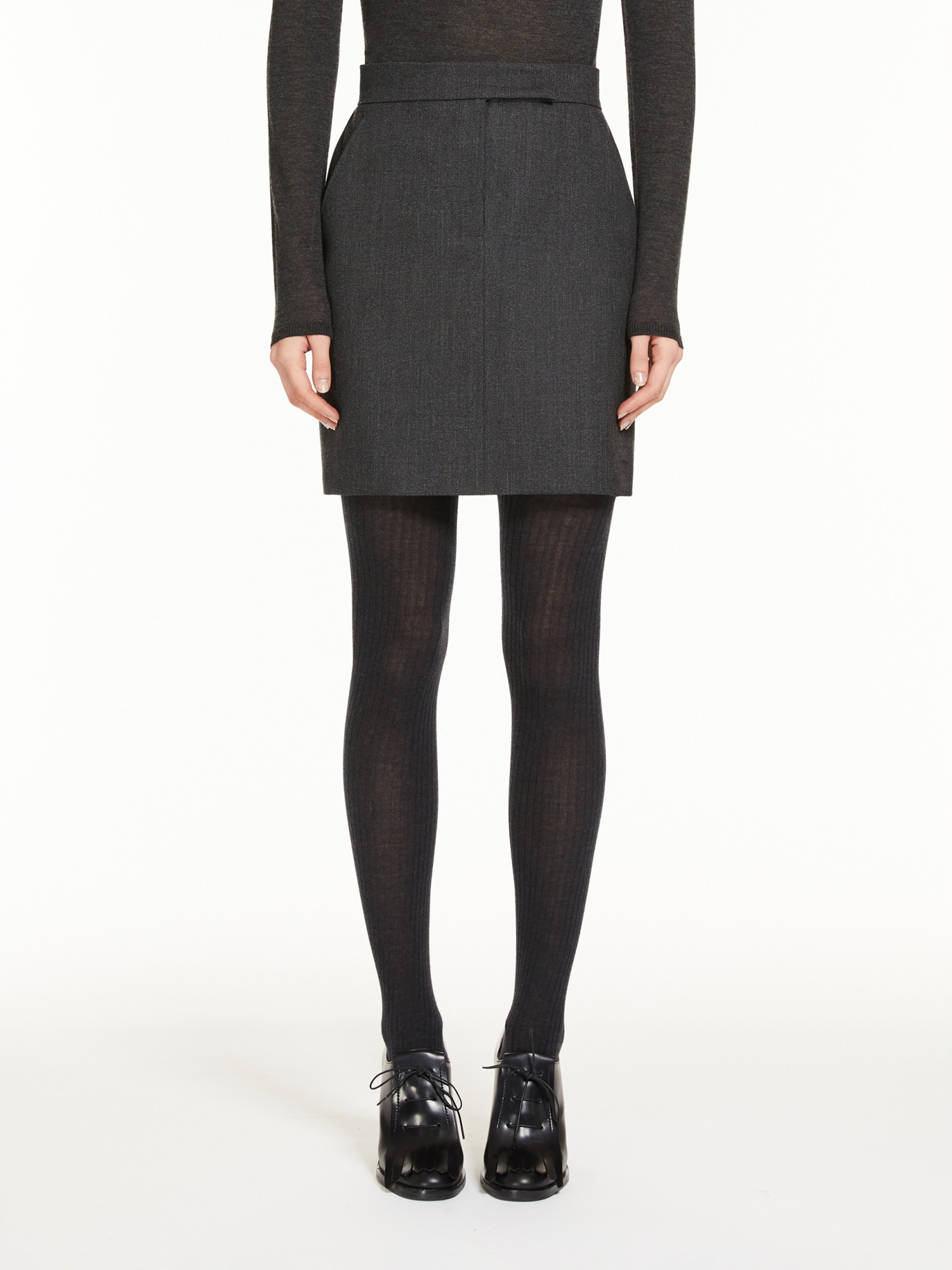 Max Mara Wool Gabardine Mini Skirt In Black