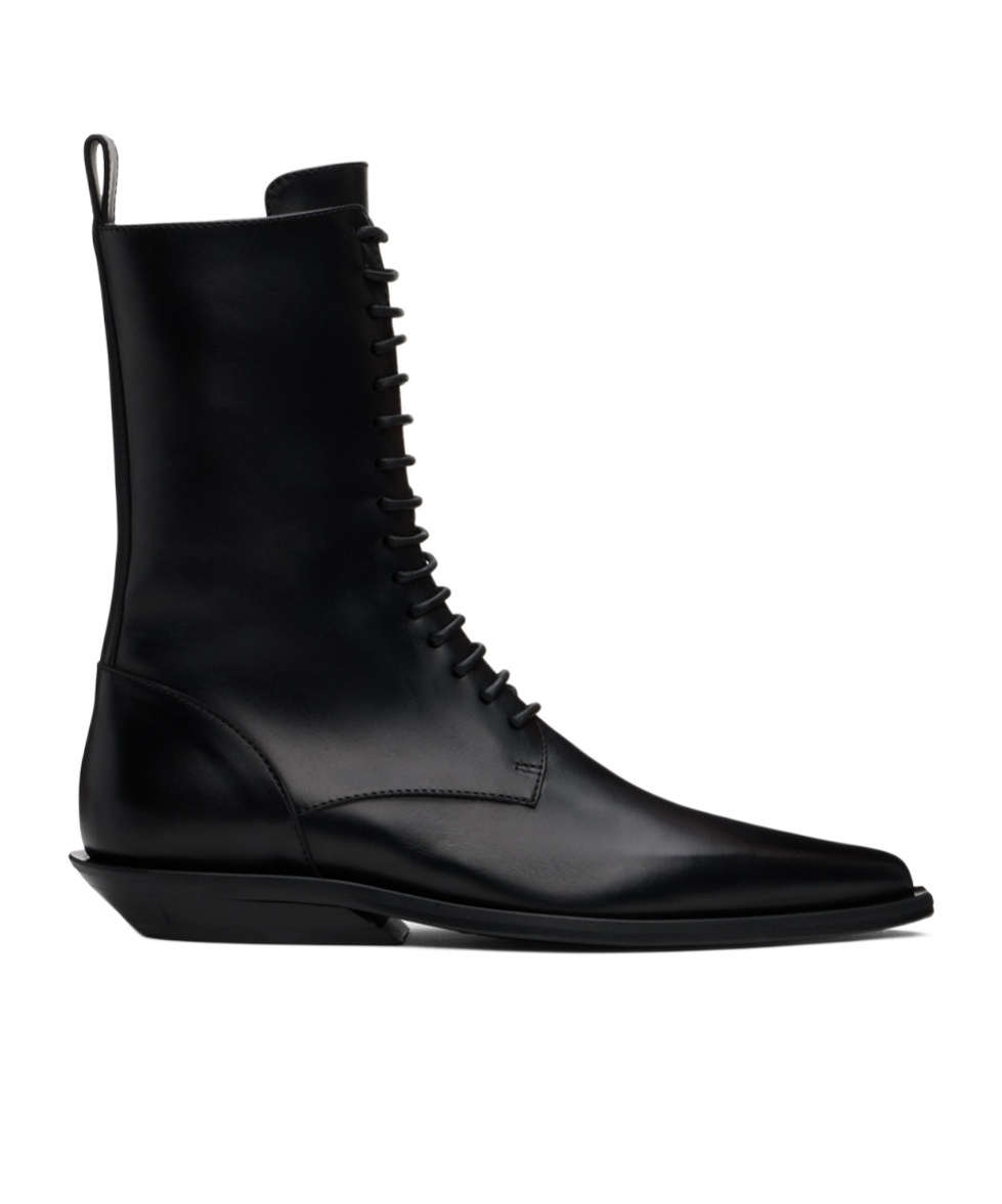 Ann Demeulemeester Pointed Lace-up Boots In Black
