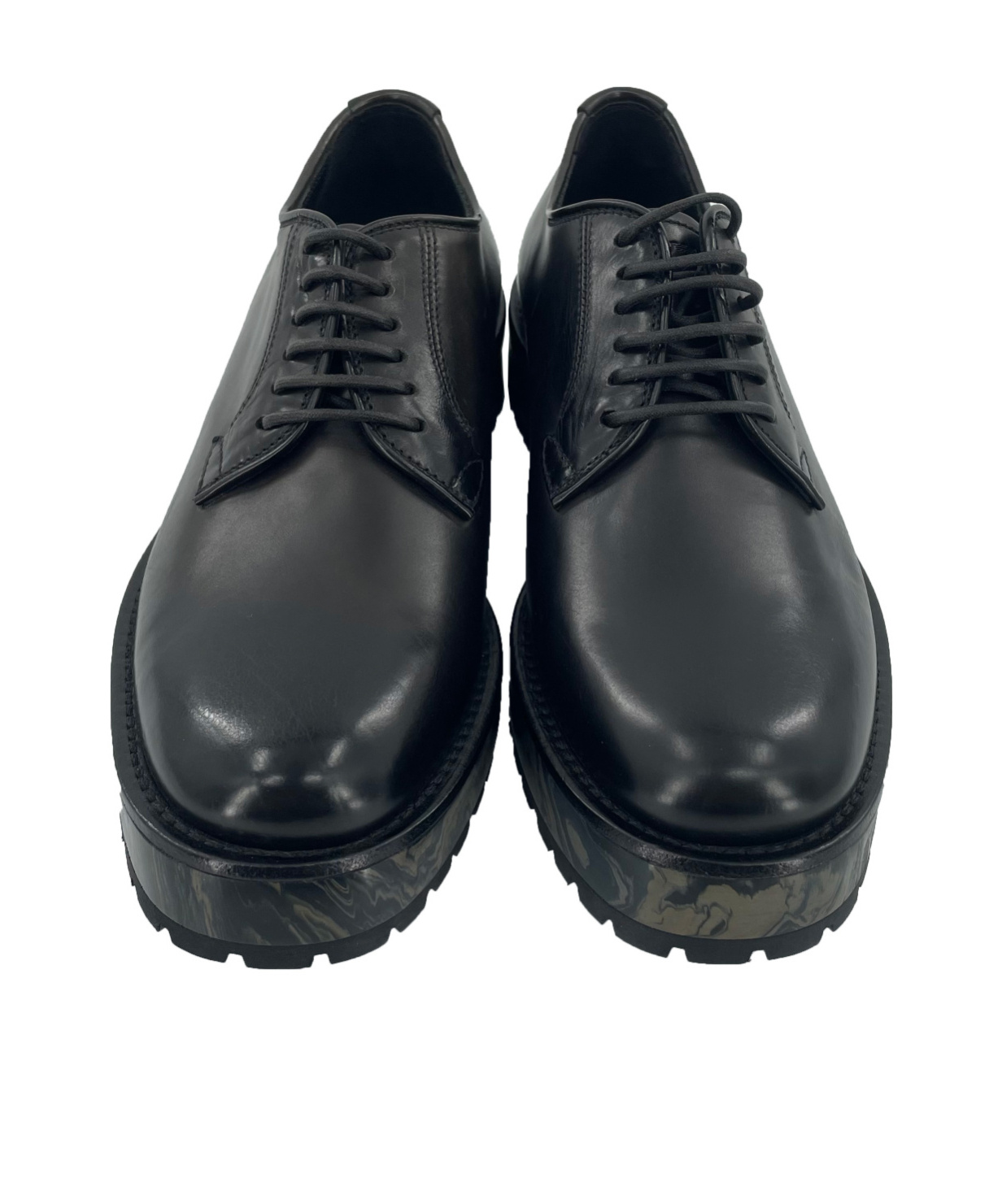 Emporio Armani Round Head Lacing Business Shoes In Black