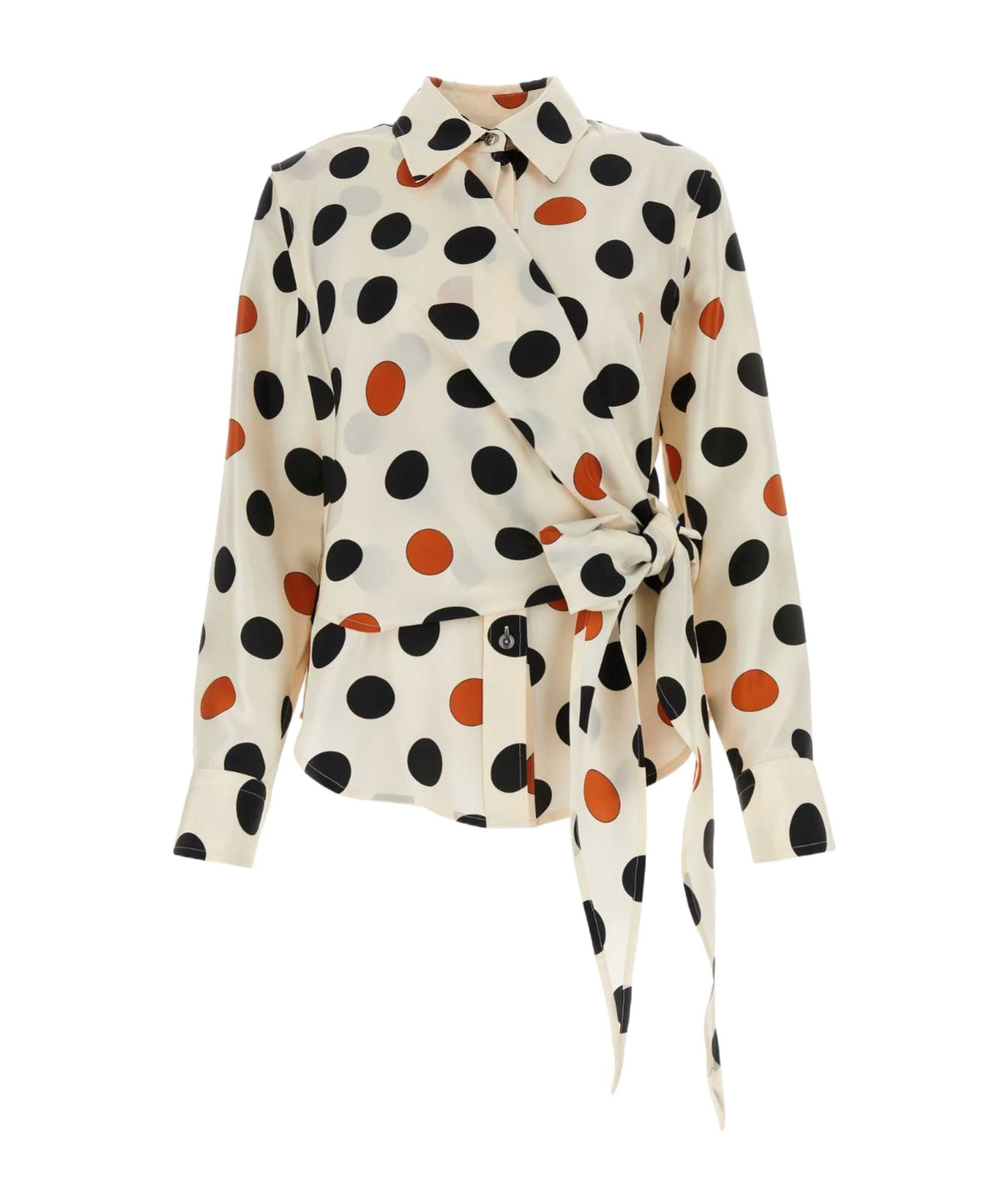 Bottega Veneta Silk Shirt With Polka Dot Pattern And Tie Detail In White
