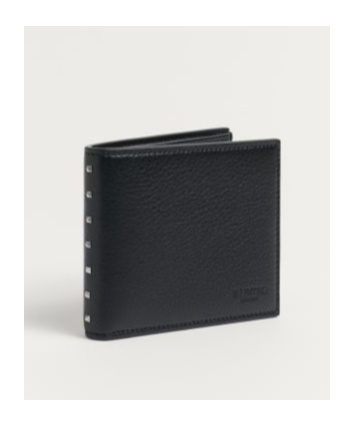 Valentino Black Leather Card Holder In Black