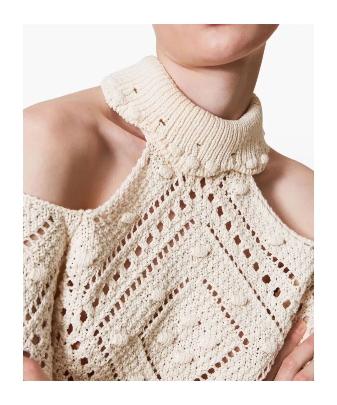 TWINSET OPENWORK-KNIT CROPPED SWEATER